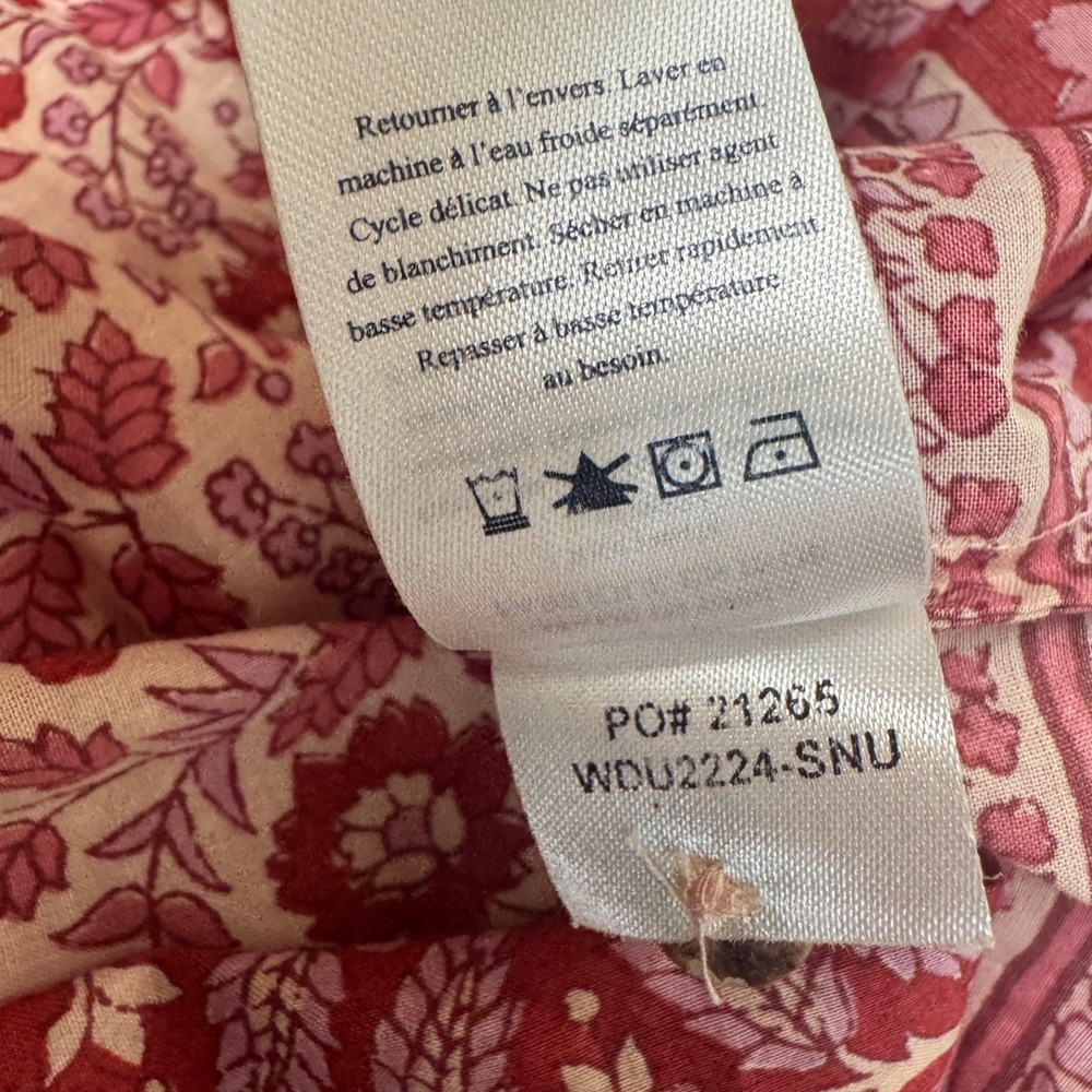 Faherty Hyland Maxi Dress Sun Up Block Print Pink Red Elevated Boho Size M - Picture 11 of 12